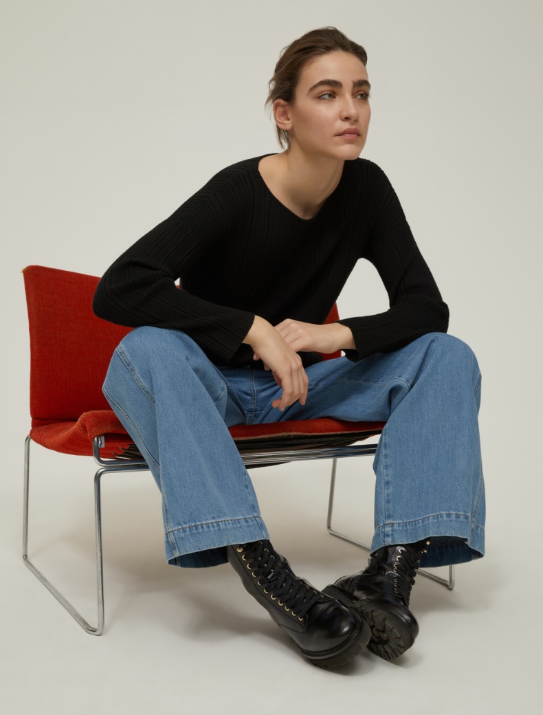 Leather combat boots - BLACK - pennyblack