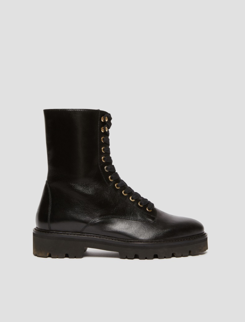 Leather combat boots - BLACK - pennyblack
