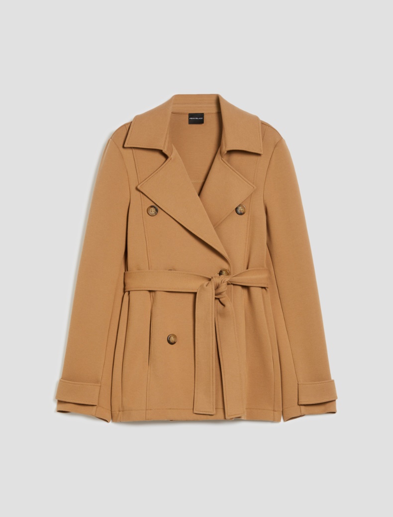 Piqué jersey trench coat - CAMEL - pennyblack