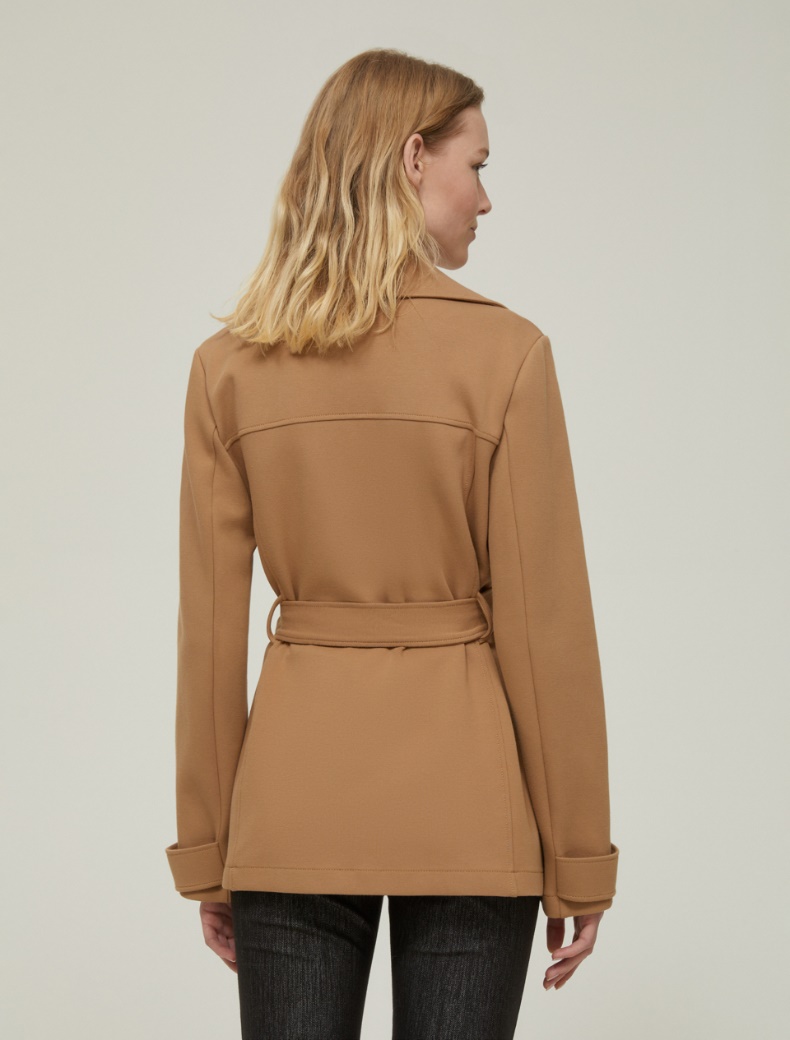 Piqué jersey trench coat - CAMEL - pennyblack
