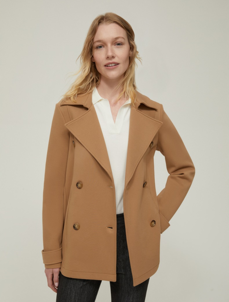 Piqué jersey trench coat - CAMEL - pennyblack