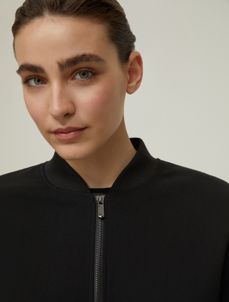 Piqué jersey bomber jacket - BLACK - pennyblack