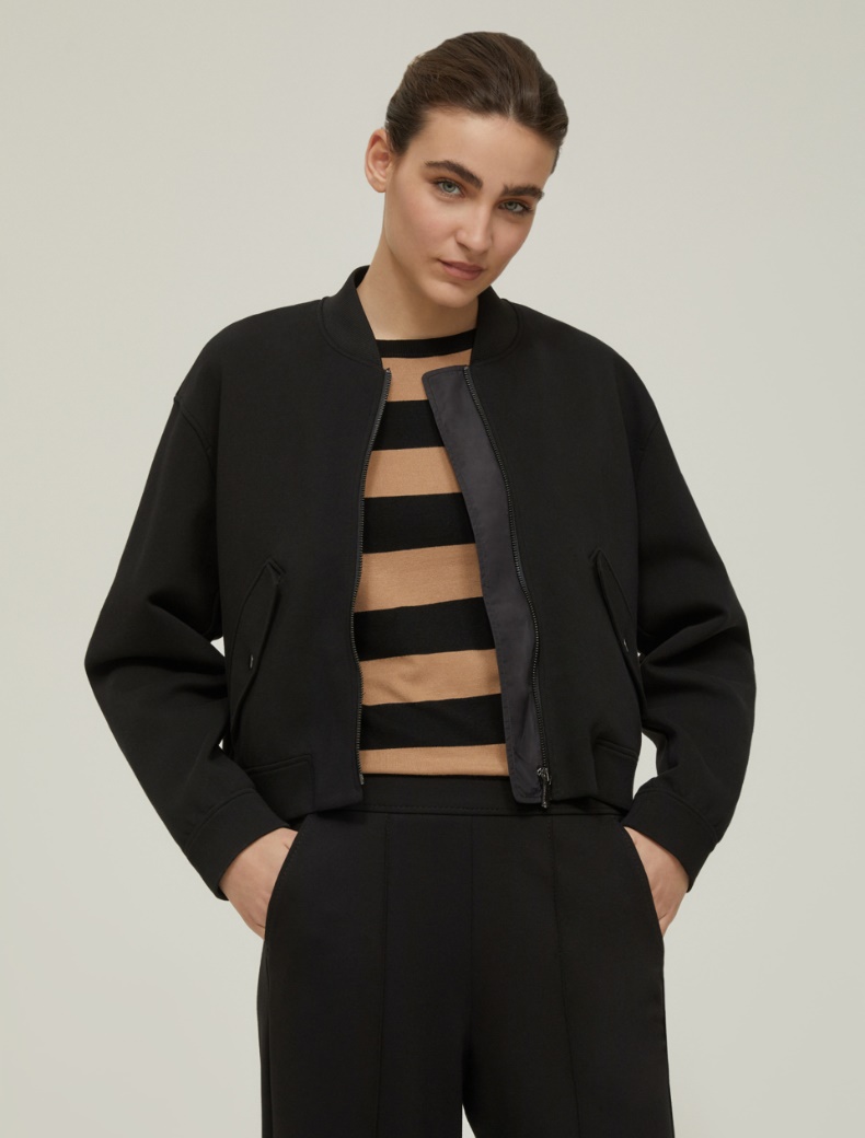 Piqué jersey bomber jacket - BLACK - pennyblack