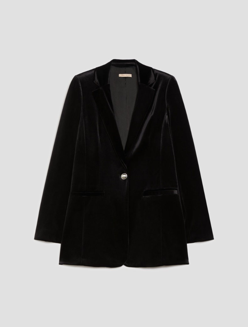 Velvet jersey blazer - BLACK - pennyblack