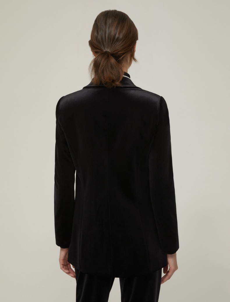 Velvet jersey blazer - BLACK - pennyblack
