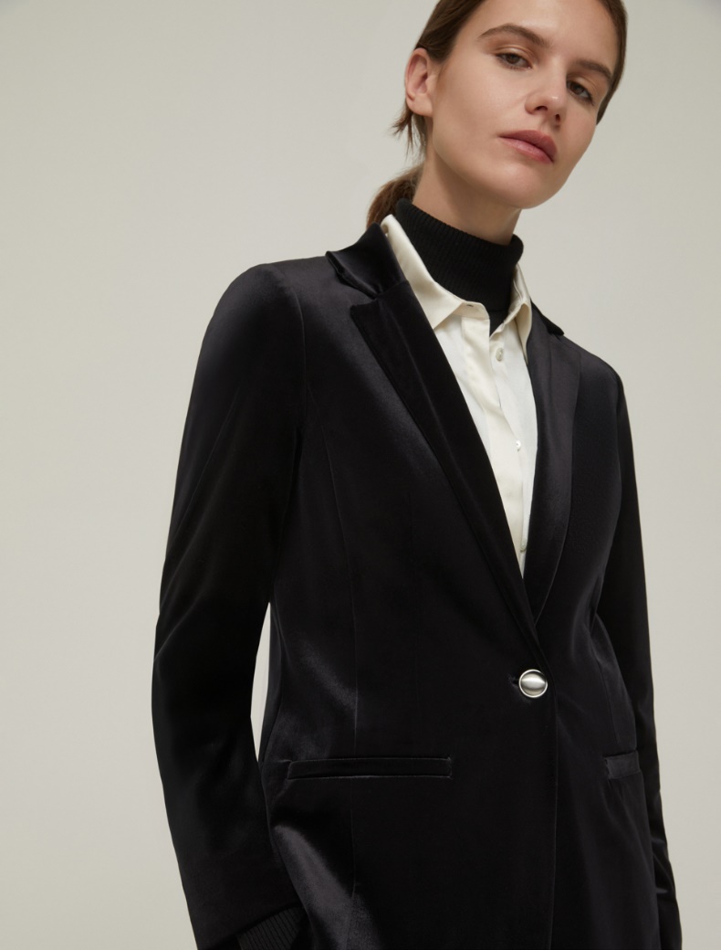Velvet jersey blazer - BLACK - pennyblack