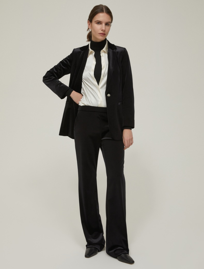 Velvet jersey blazer - BLACK - pennyblack