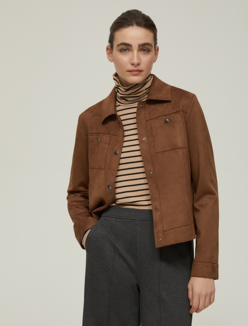 Boxy-fit jersey jacket - CHESTNUT - pennyblack
