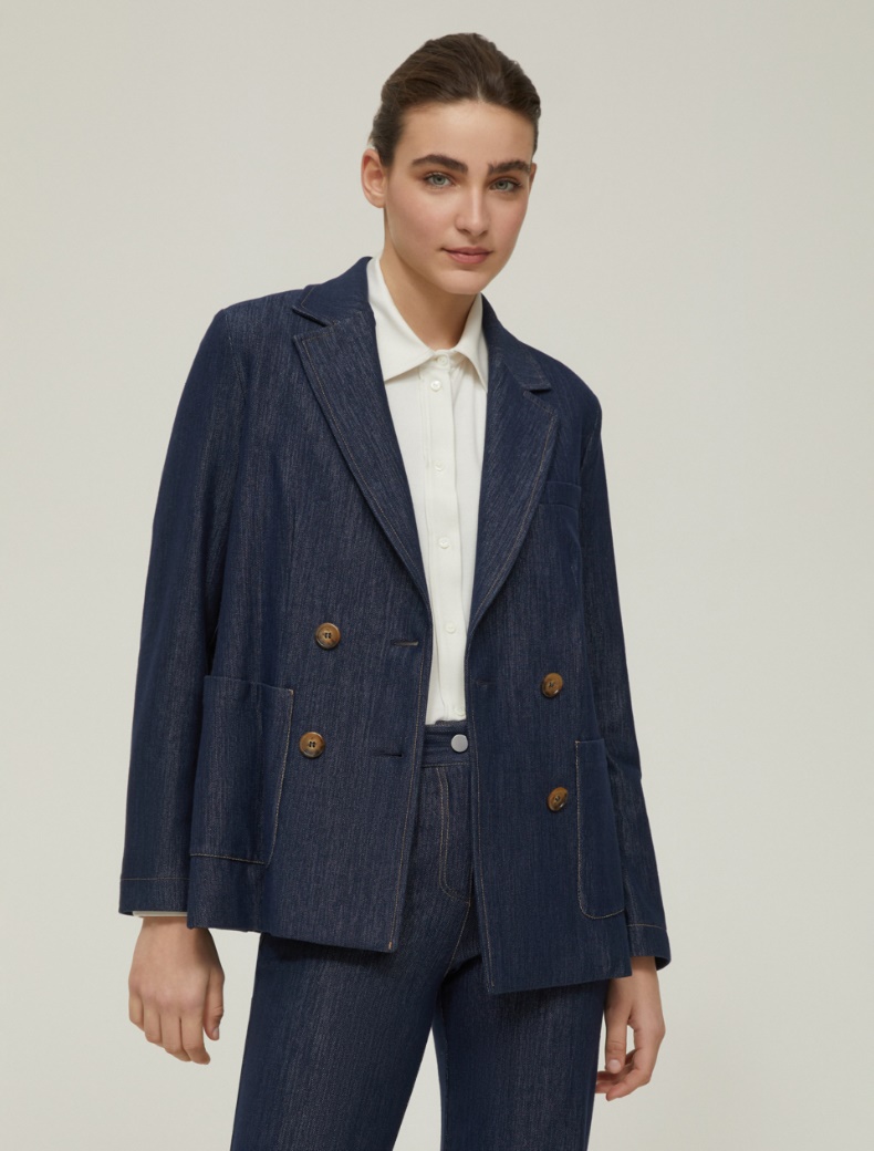 Denim-look jersey blazer - MIDNIGHTBLUE - pennyblack