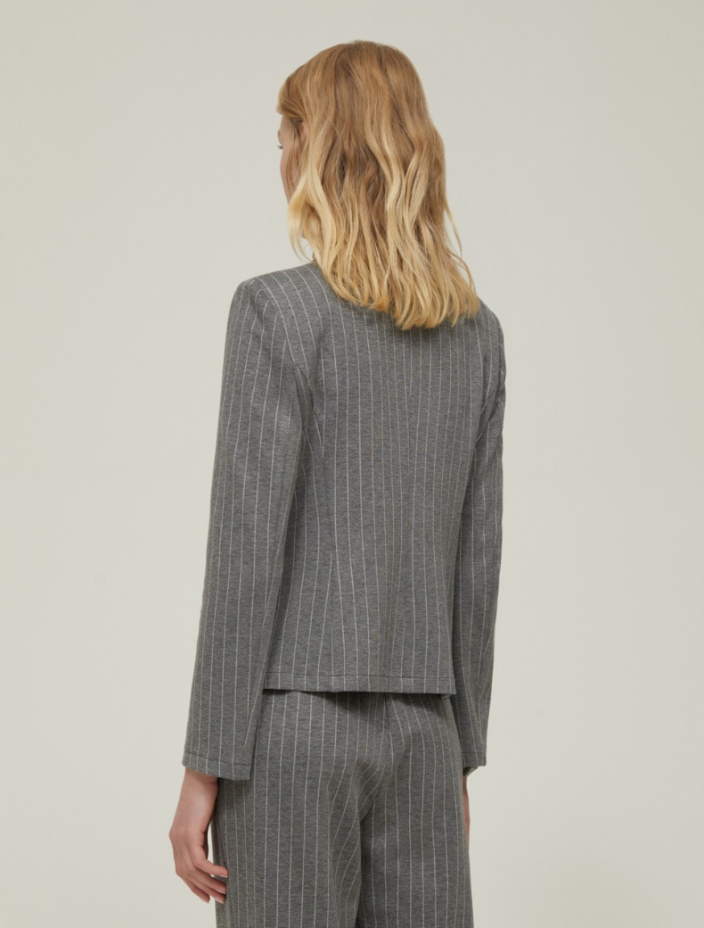 Slim-fit pinstripe jersey blazer - GREY - pennyblack
