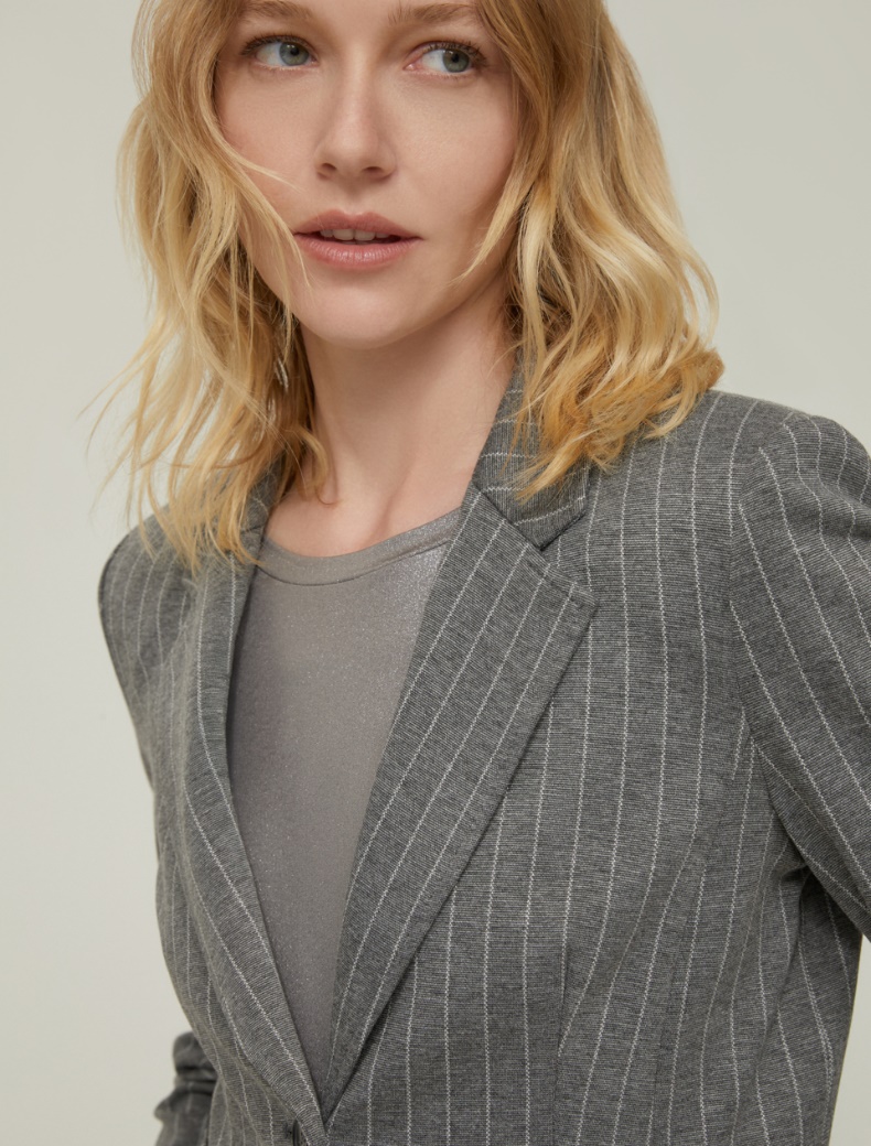 Slim-fit pinstripe jersey blazer - GREY - pennyblack