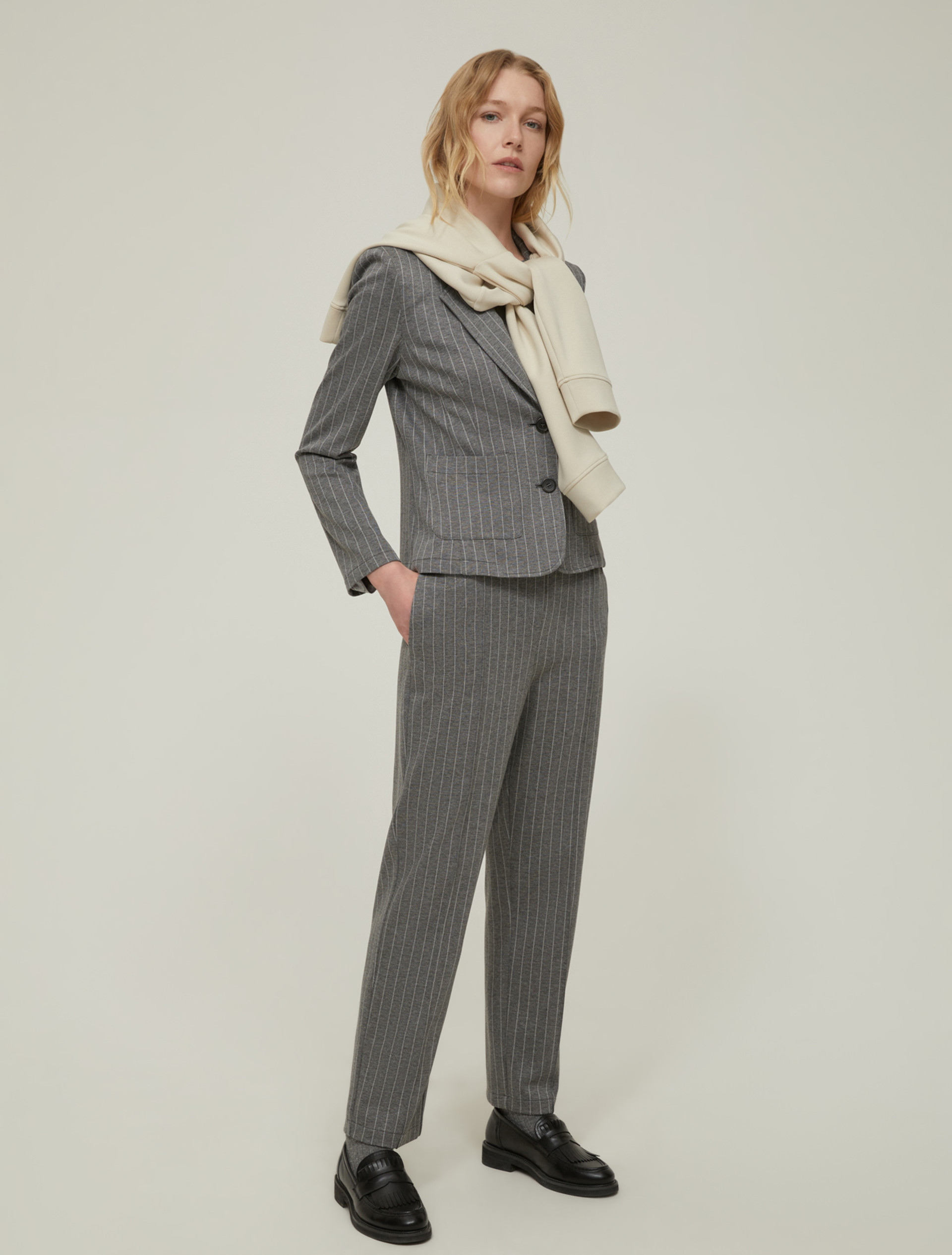 Blazer slim in jersey gessato - GRIGIO - pennyblack
