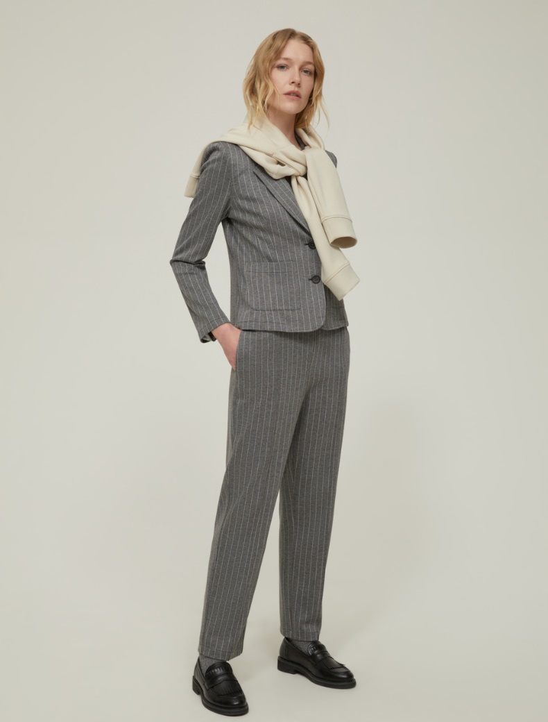 Slim-fit pinstripe jersey blazer - GREY - pennyblack