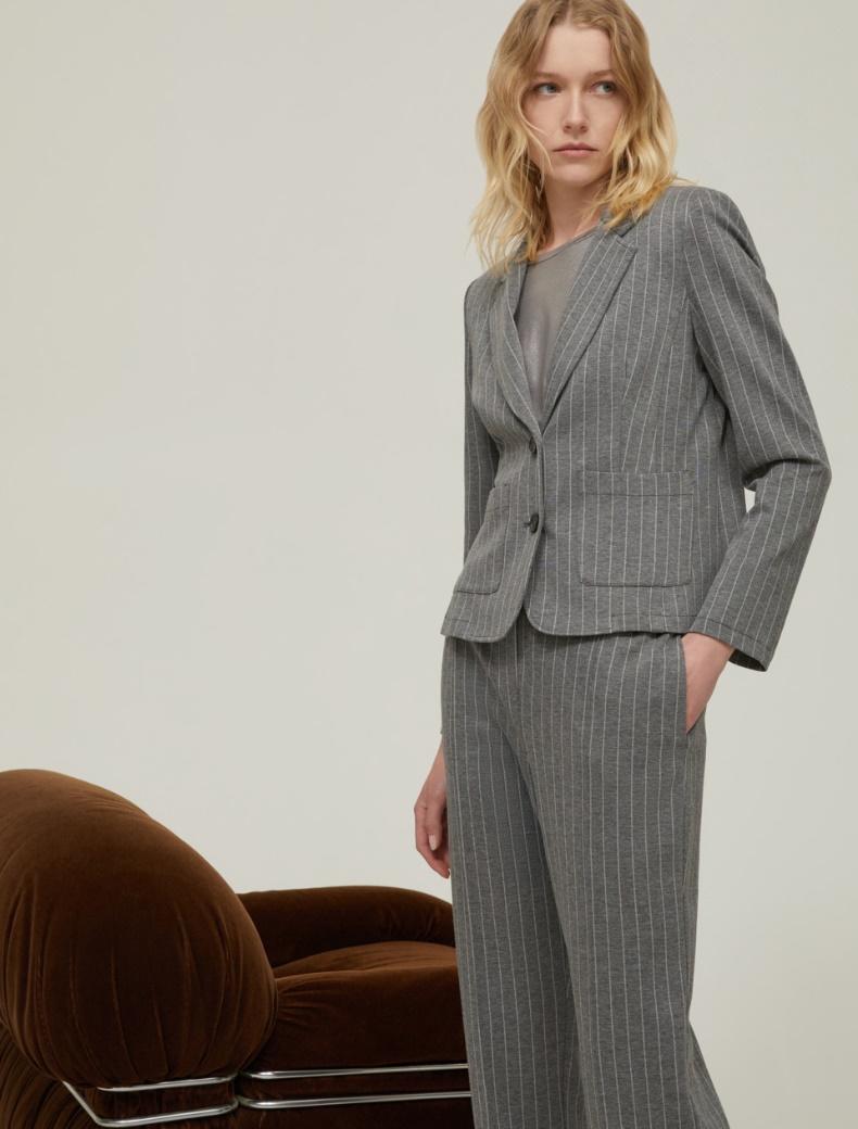 Slim-fit pinstripe jersey blazer - GREY - pennyblack