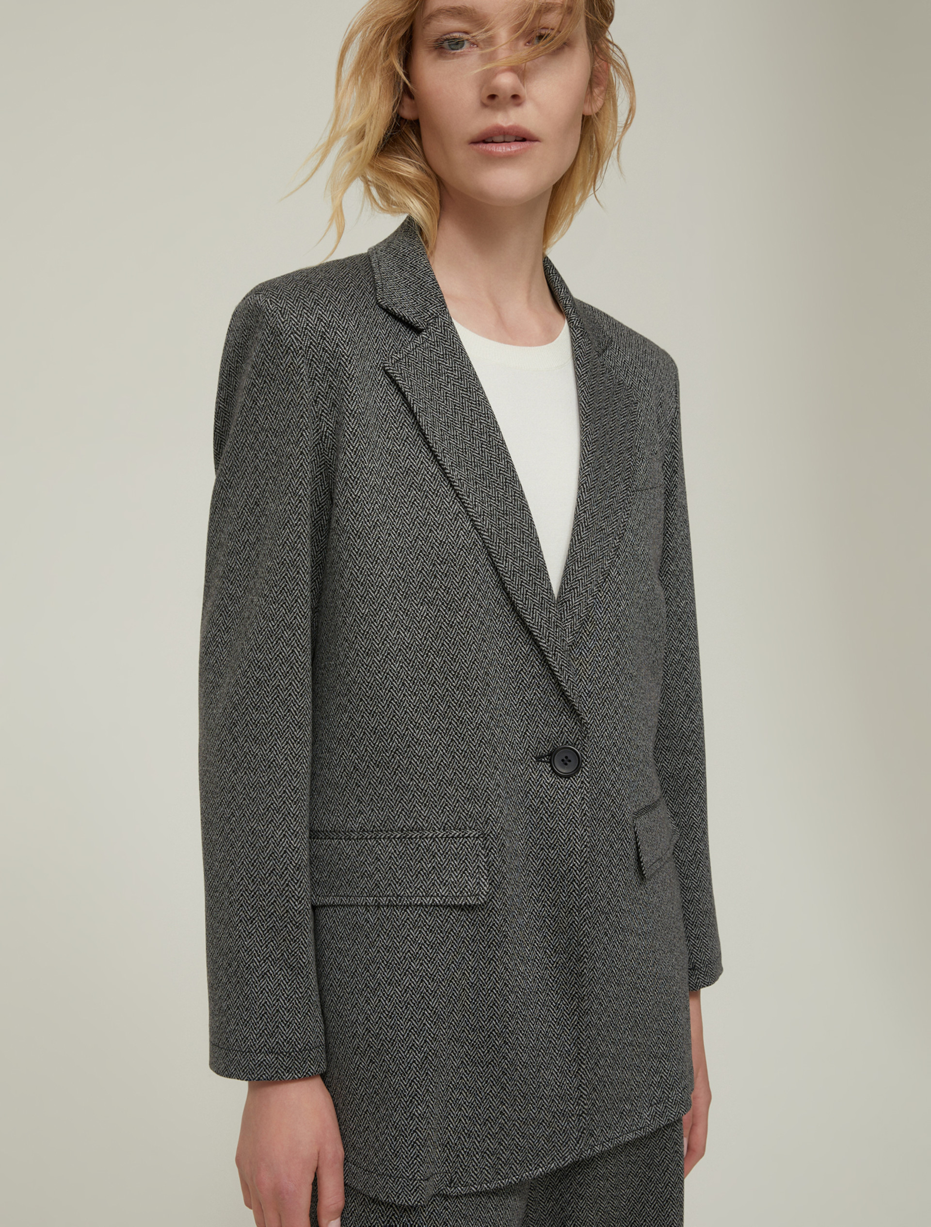 Blazer in jersey chevron - NERO - pennyblack
