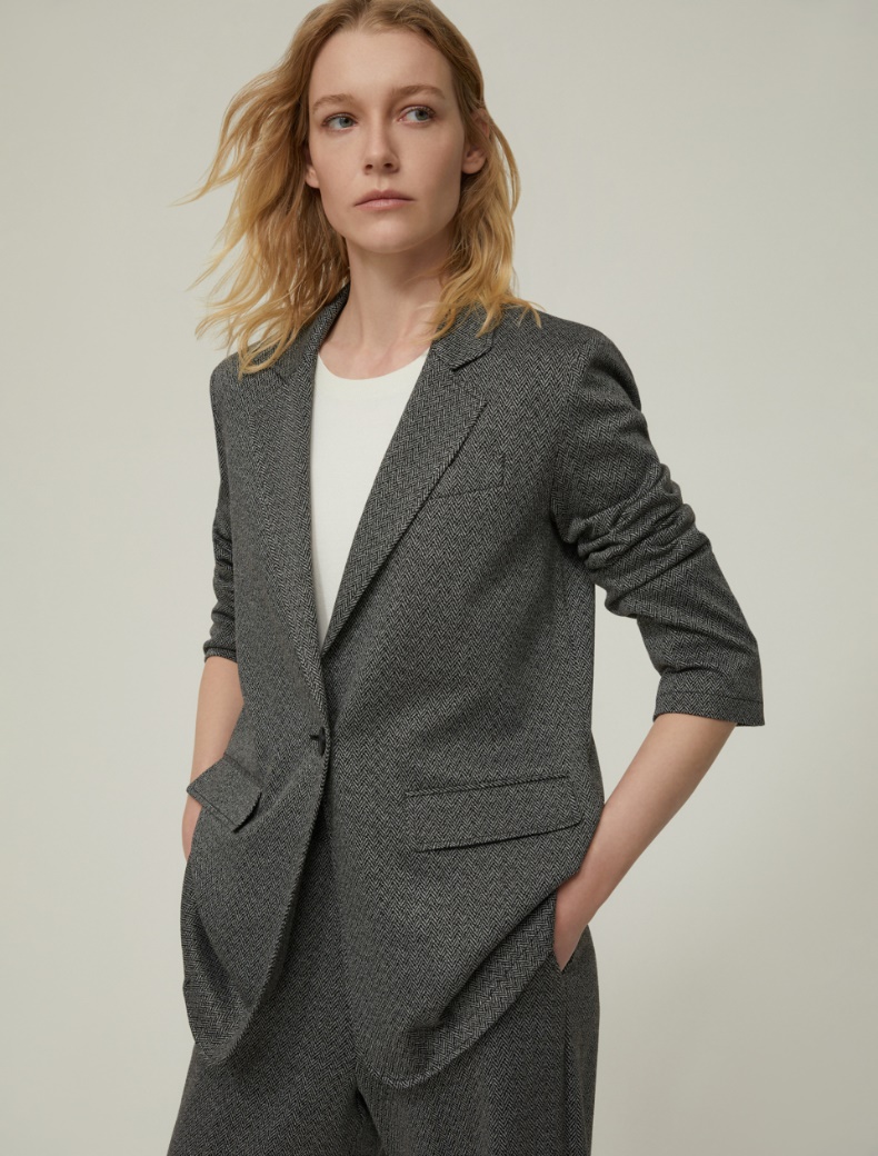 Herringbone jersey blazer - BLACK - pennyblack