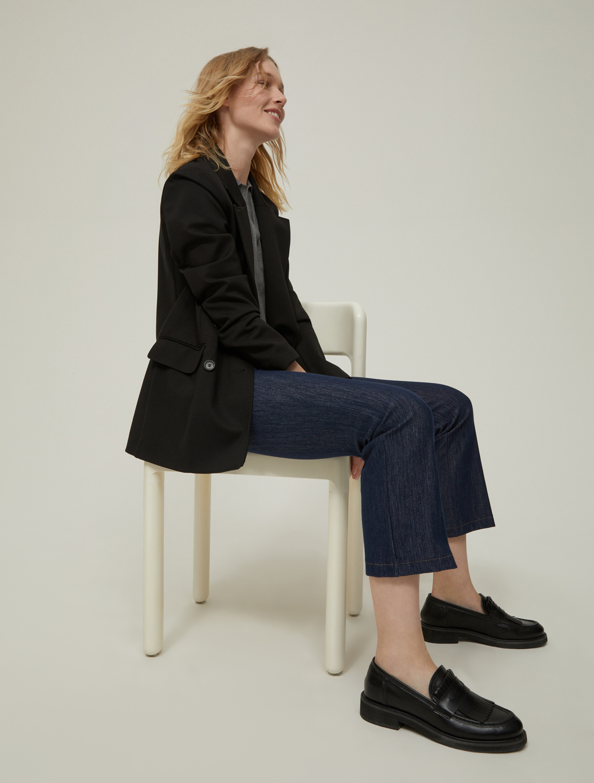 Blazer doppiopetto in jersey - NERO - pennyblack