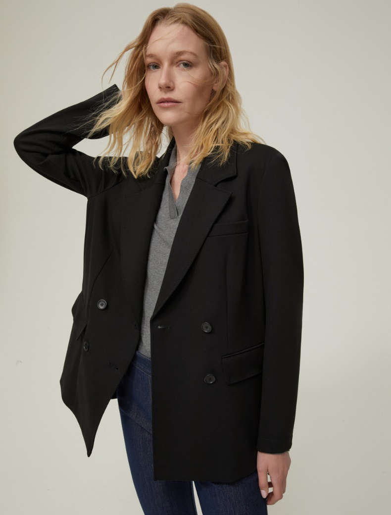 Double-breasted jersey blazer - BLACK - pennyblack