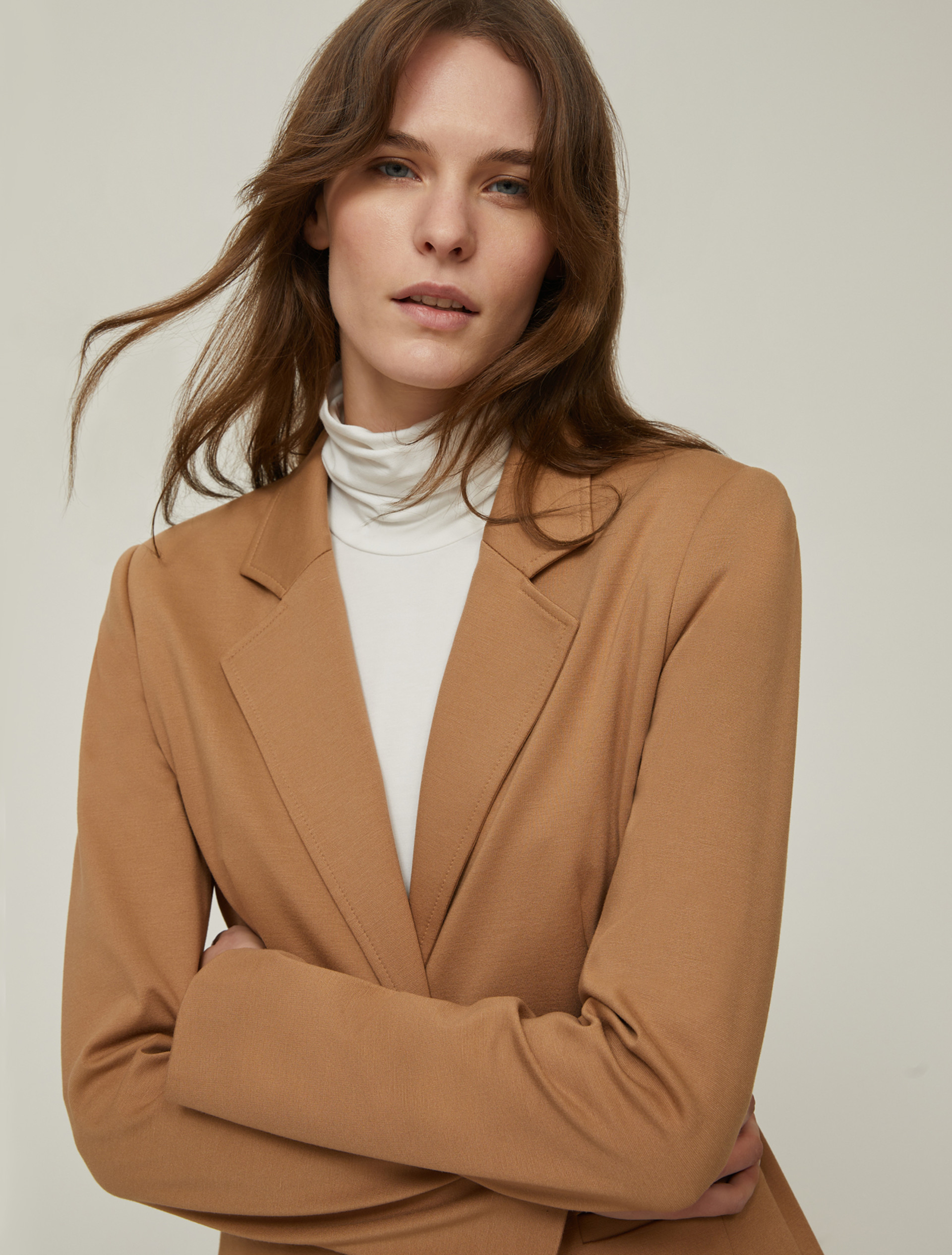 Blazer slim in jersey - CAMMELLO - pennyblack