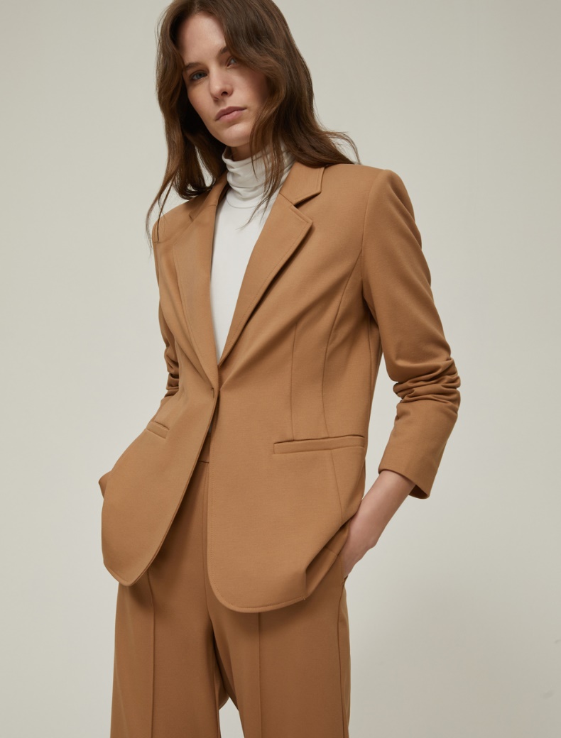 Slim-fit jersey blazer - CAMEL - pennyblack