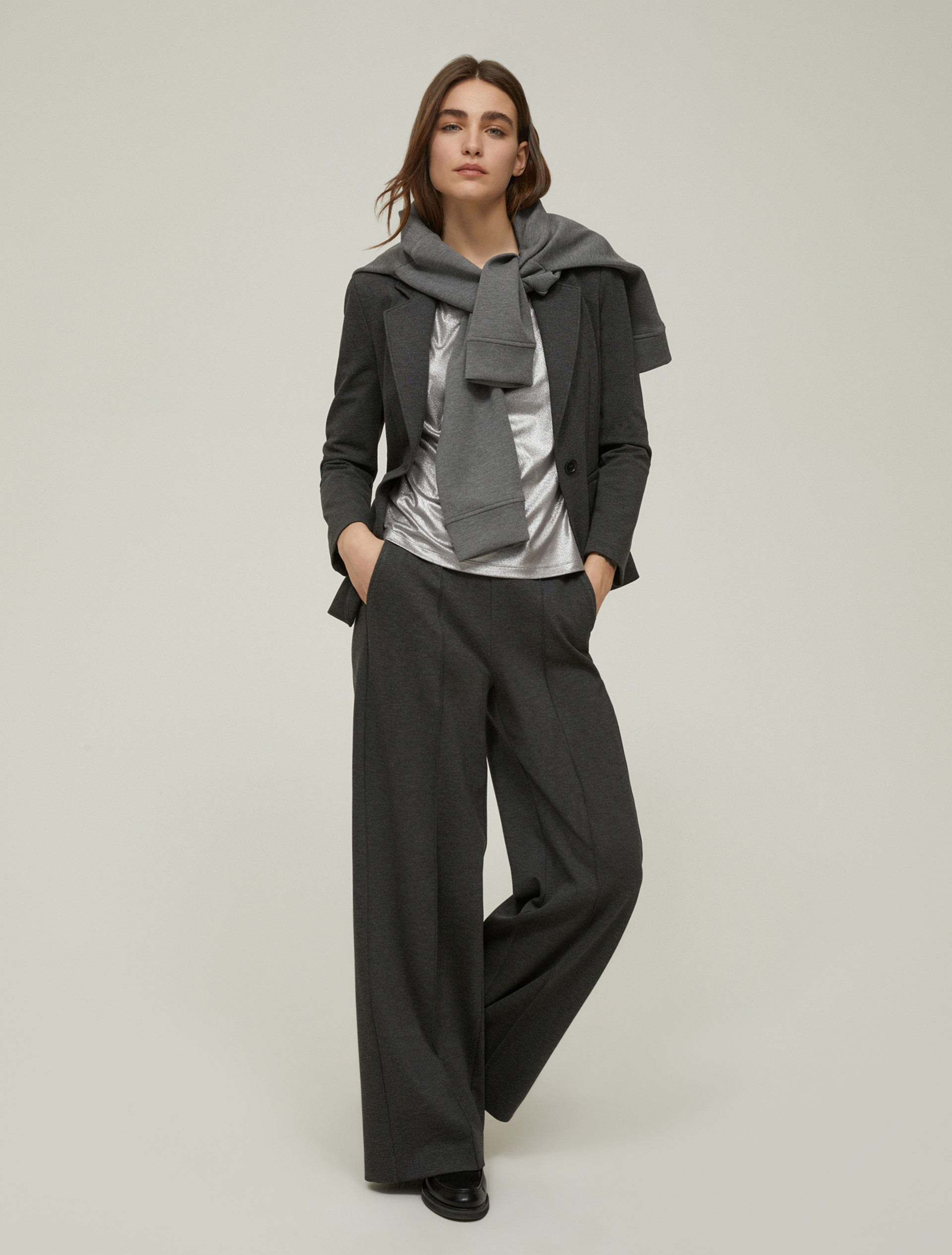 Slim-fit jersey blazer - MELANGE GREY - pennyblack