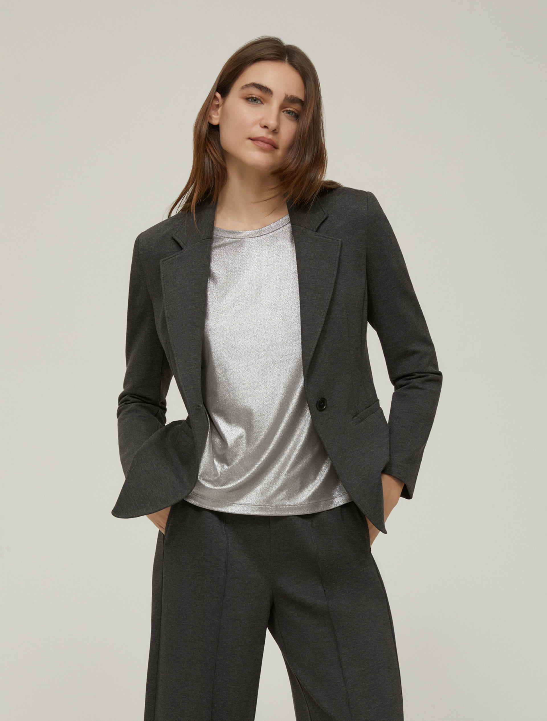 Slim-fit jersey blazer - MELANGE GREY - pennyblack