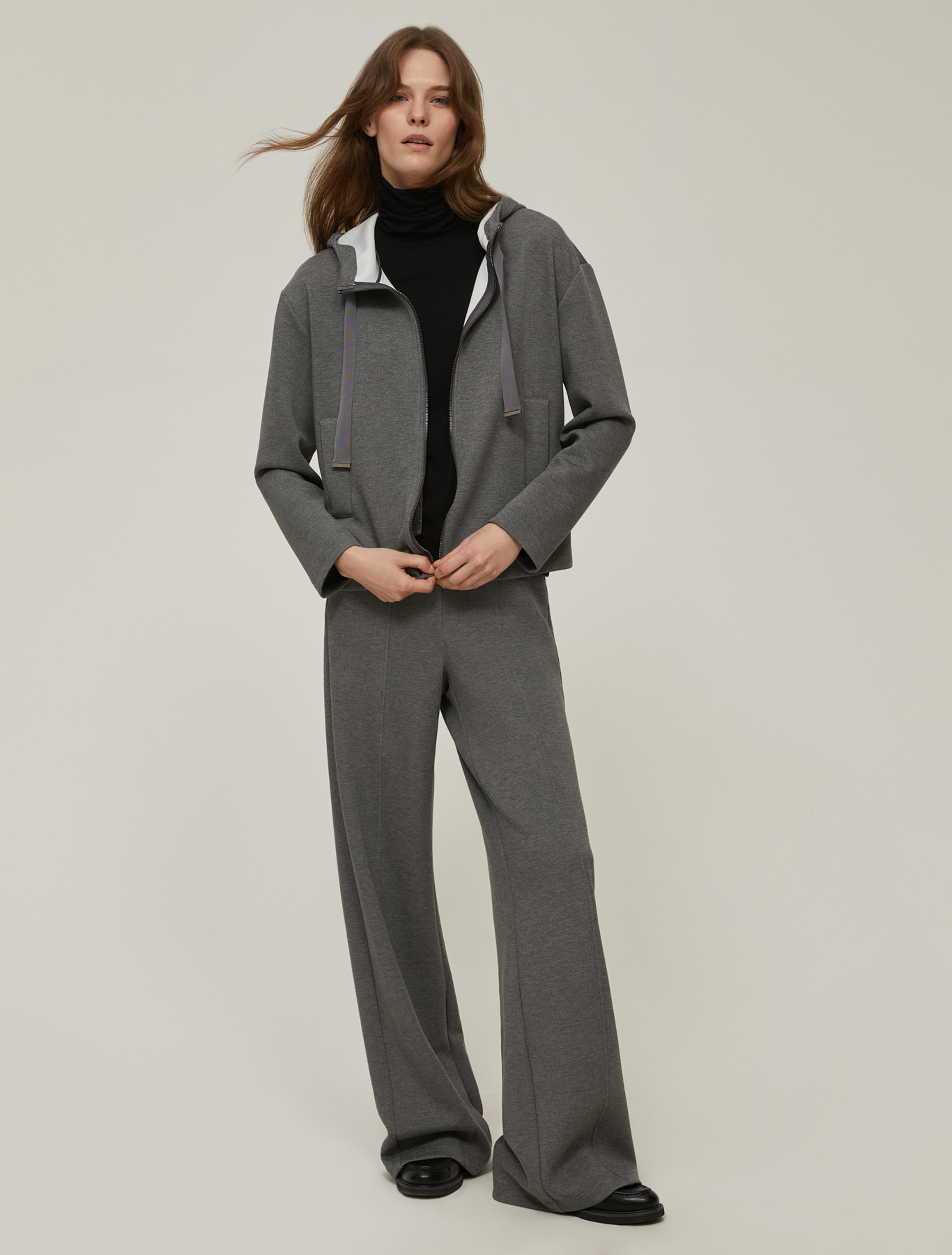 Felpa con zip e cappuccio - GRIGIO MELANGE - pennyblack