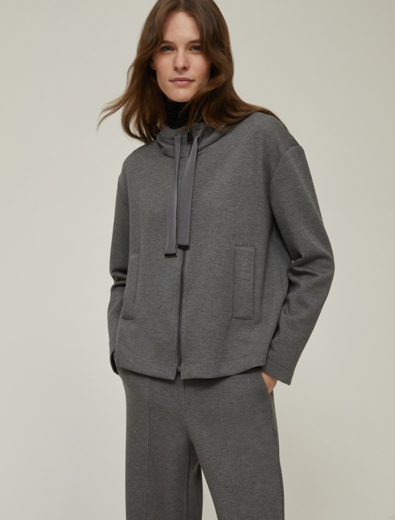 Felpa con zip e cappuccio - GRIGIO MELANGE - pennyblack