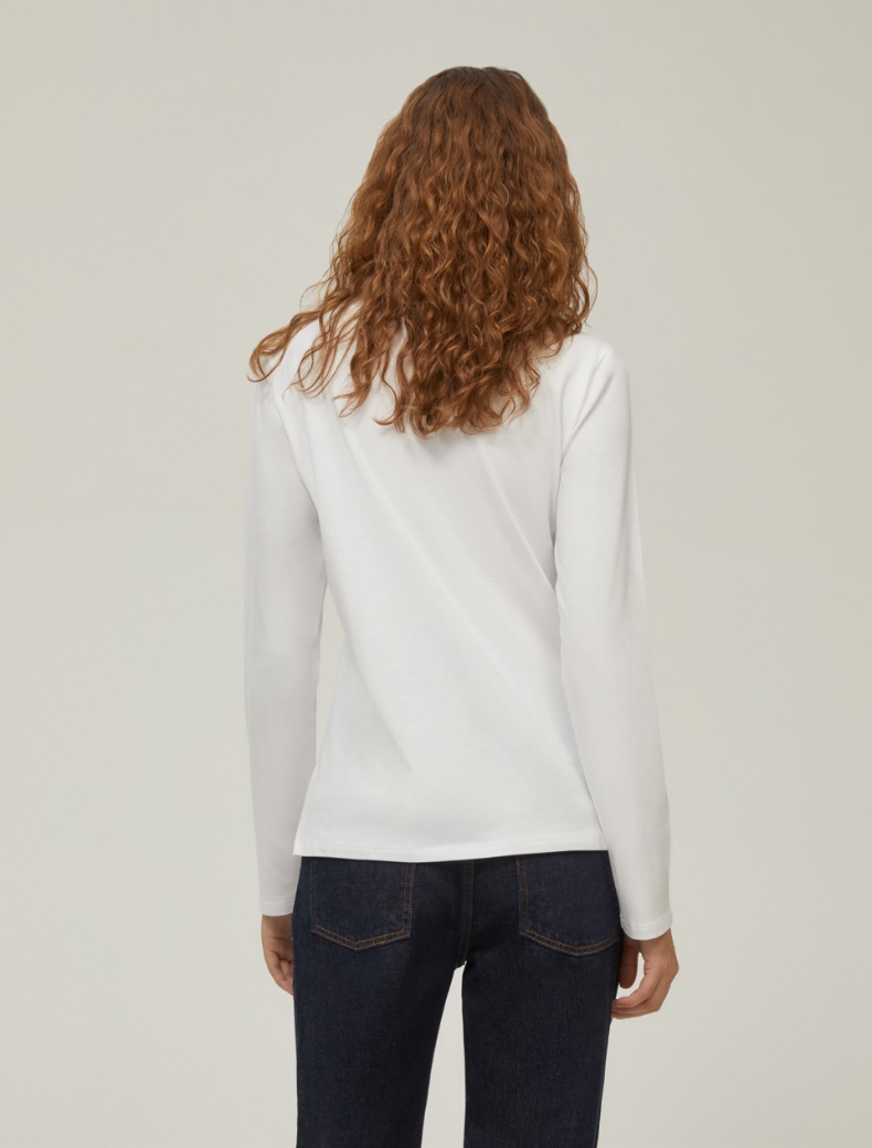 Rhinestone cotton T-shirt - WHITE - pennyblack