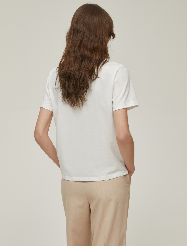 Cotton T-shirt with rhinestones - WOOL WHITE - pennyblack