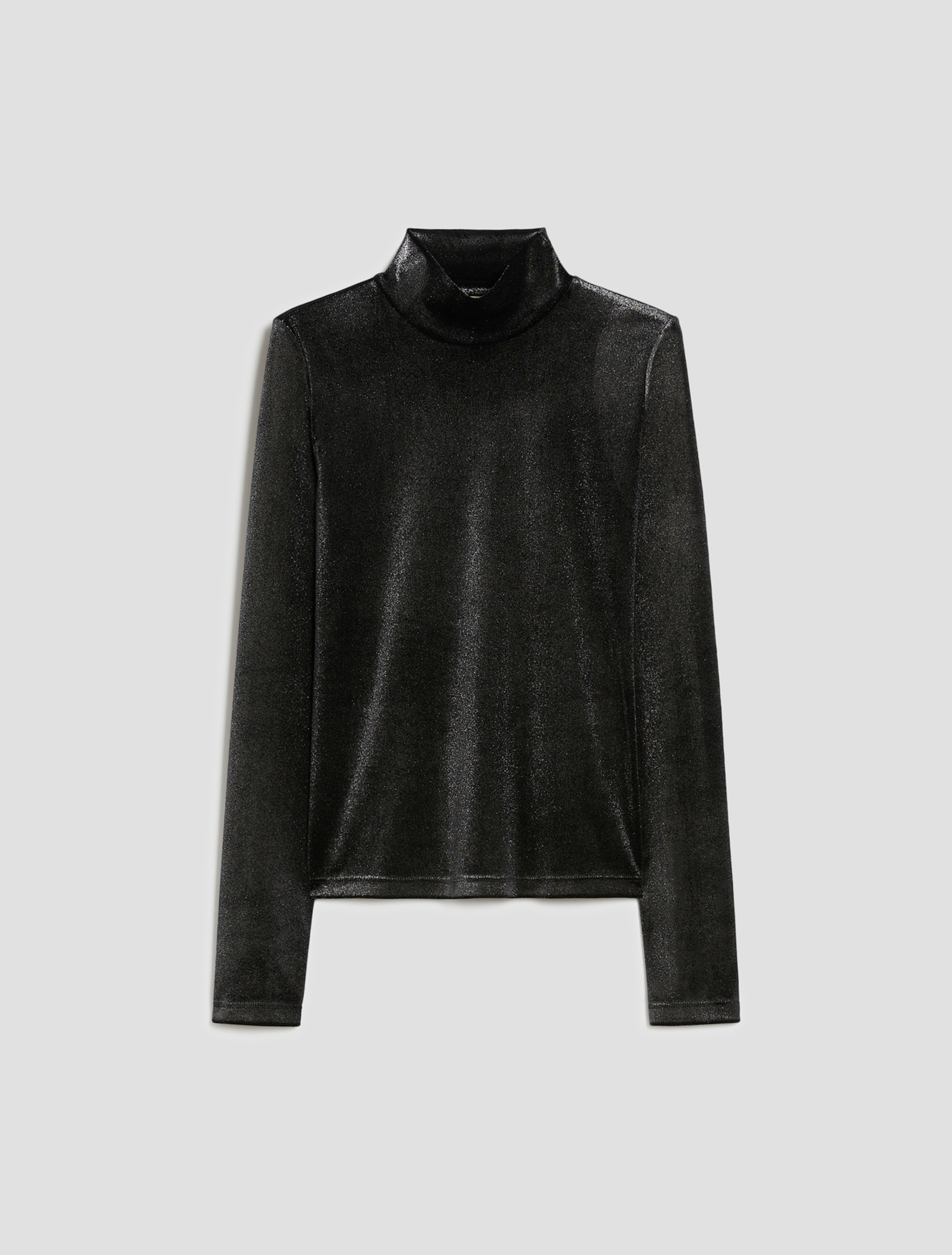 Laminated jersey mock polo-neck sweater - SILVER - pennyblack