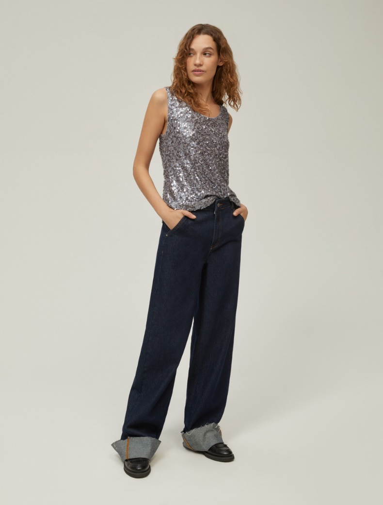 Sequin vest top - GREY - pennyblack