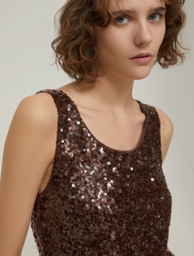 Sequin vest top - BROWN - pennyblack