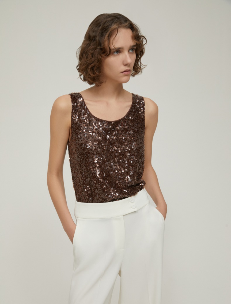 Sequin vest top - BROWN - pennyblack