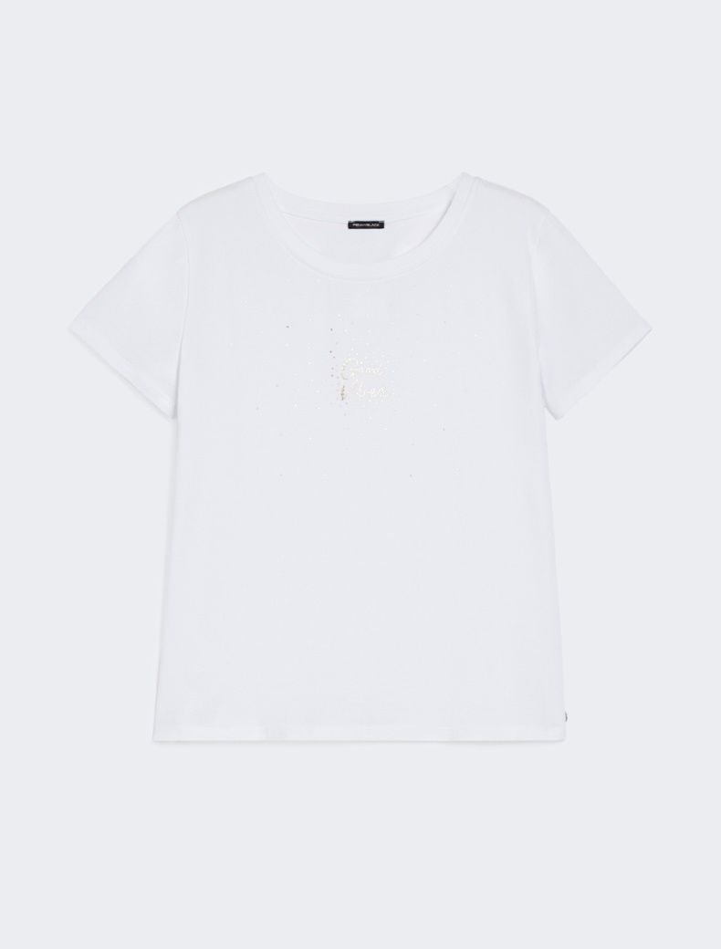 Laminated-print T-shirt - WHITE - pennyblack