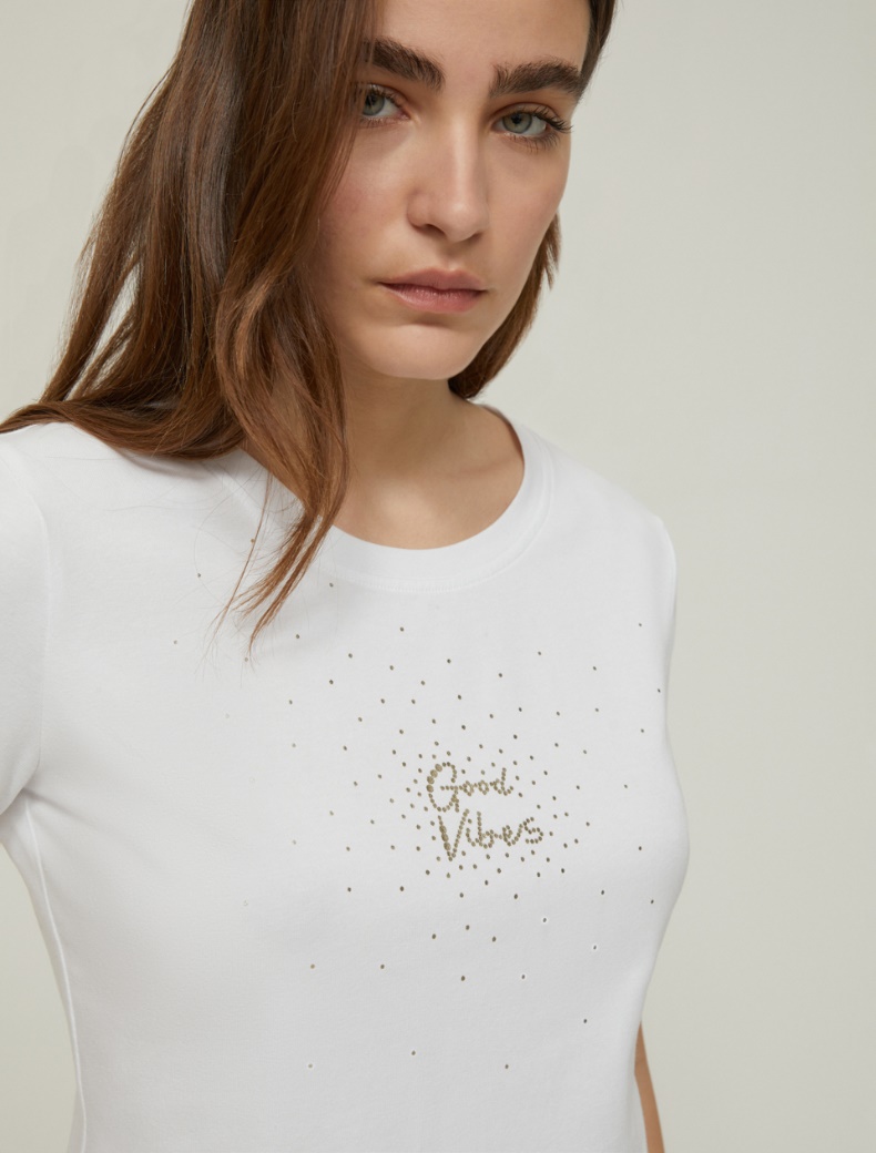 Laminated-print T-shirt - WHITE - pennyblack