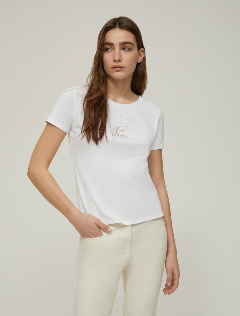 Laminated-print T-shirt - WHITE - pennyblack