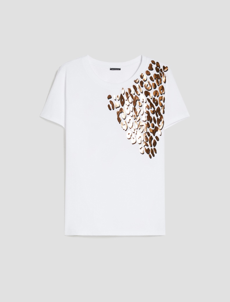 Laminated-print T-shirt - WHITE - pennyblack