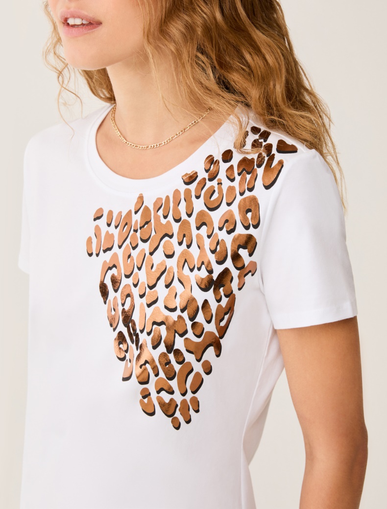 Laminated-print T-shirt - WHITE - pennyblack