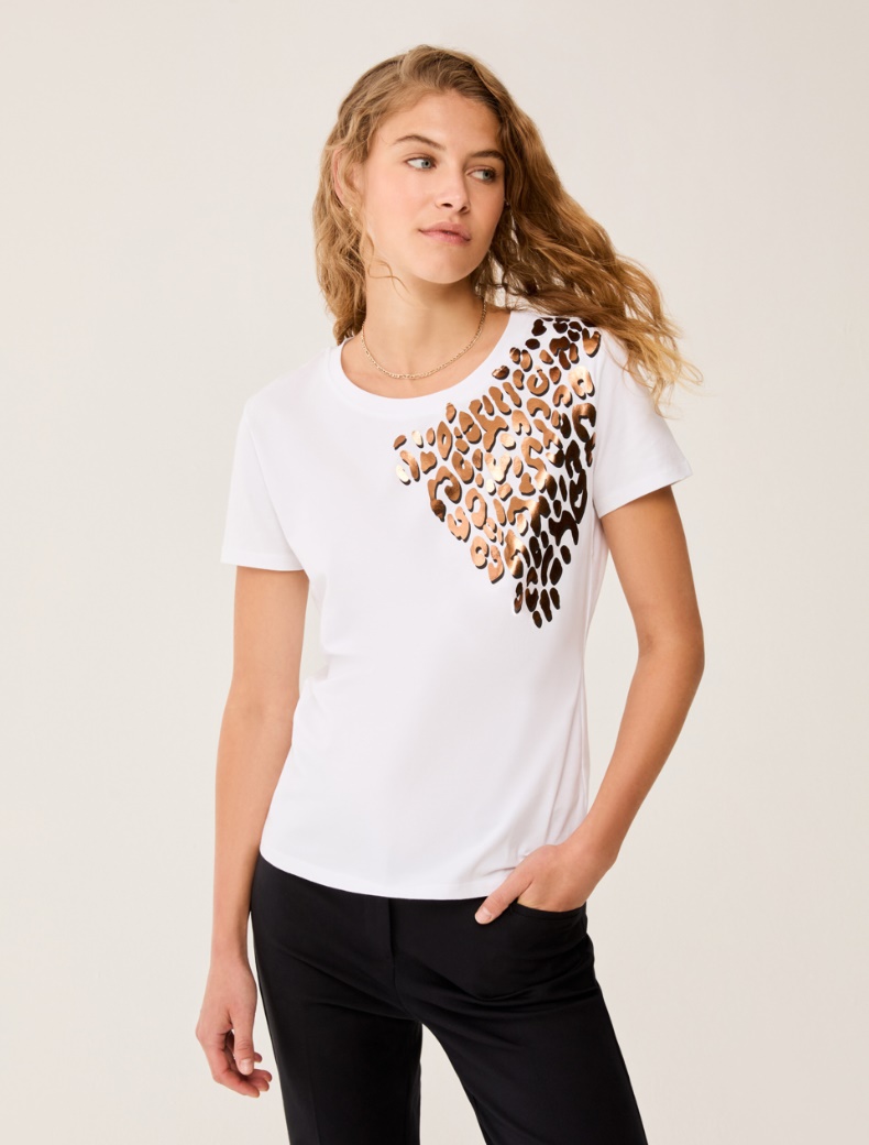 Laminated-print T-shirt - WHITE - pennyblack