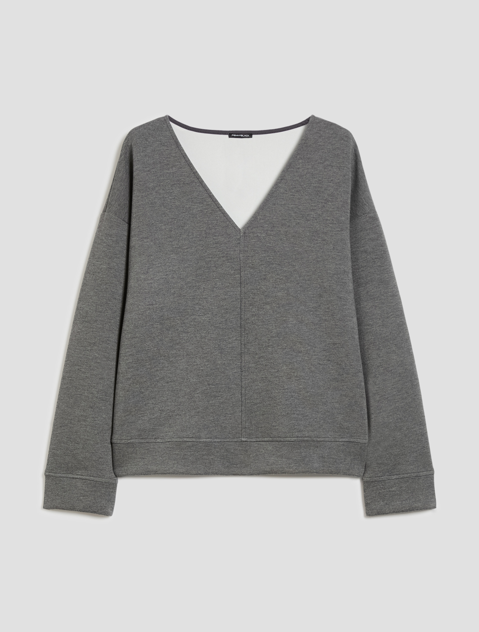 Felpa con scollo a V - GRIGIO MELANGE - pennyblack