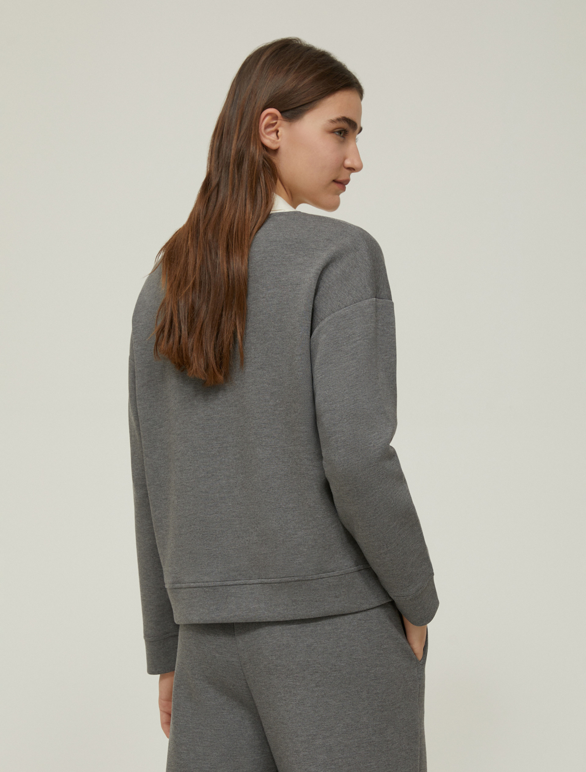 Felpa con scollo a V - GRIGIO MELANGE - pennyblack