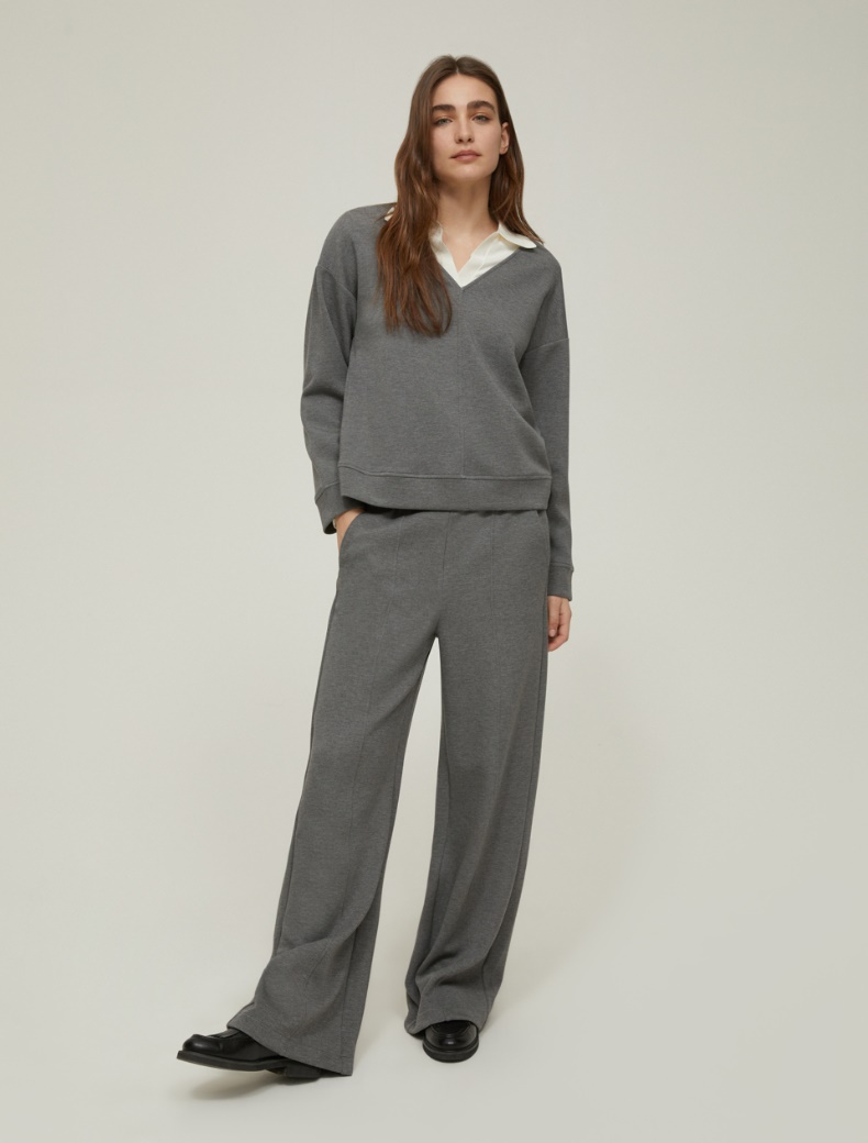 V-neck sweatshirt - MELANGE GREY - pennyblack