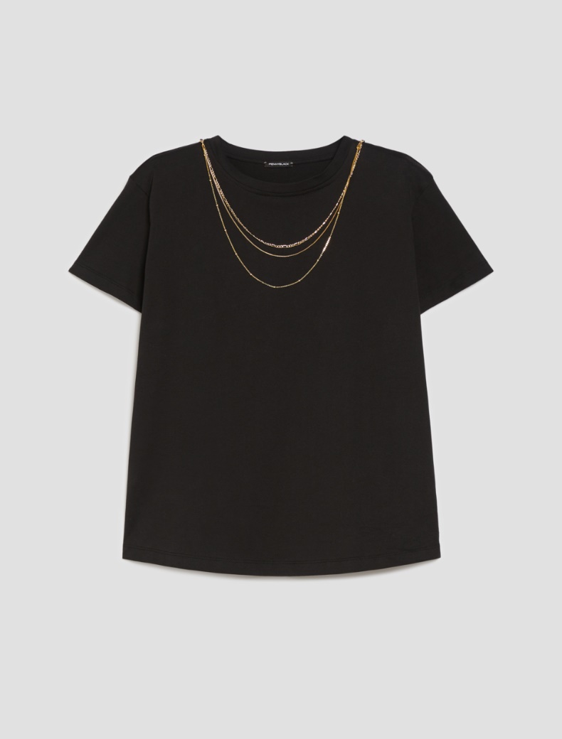 Jewel-detail T-shirt - BLACK - pennyblack