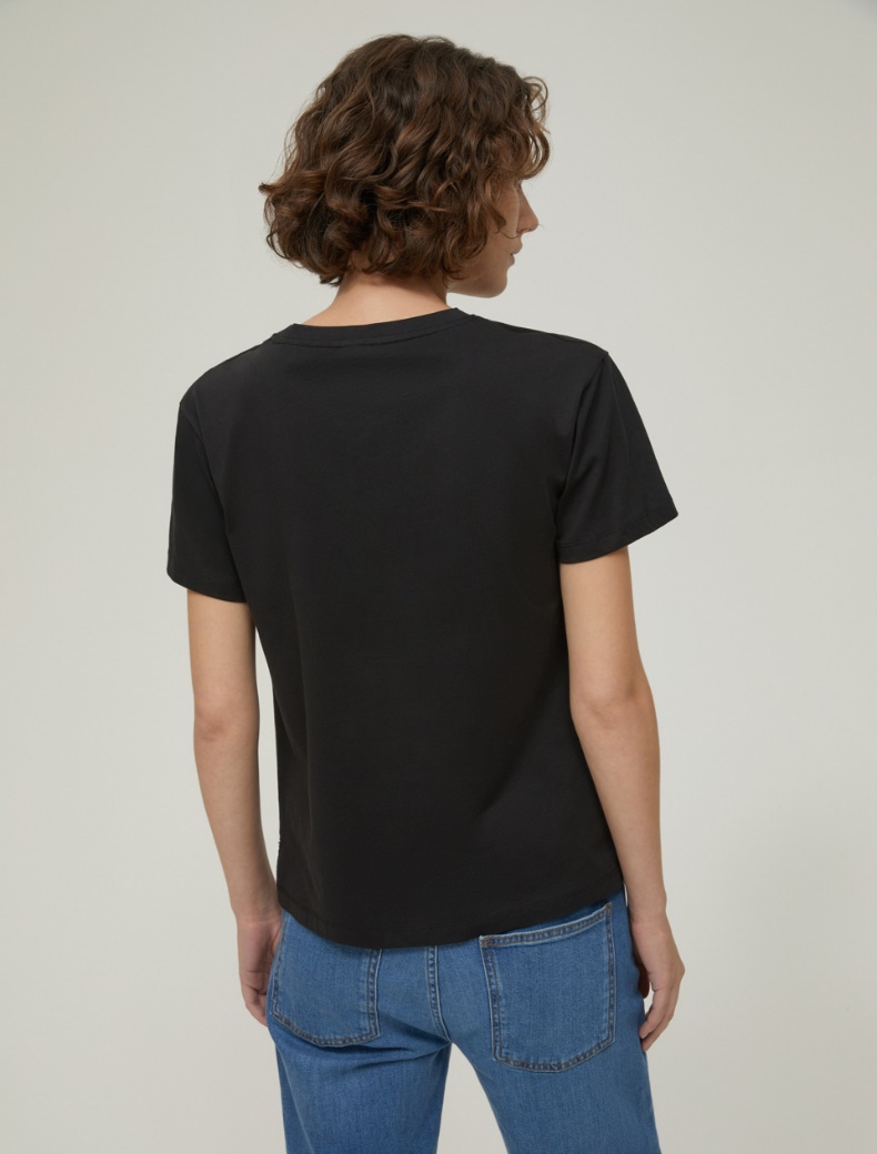 Jewel-detail T-shirt - BLACK - pennyblack