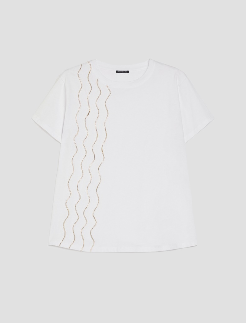 Jewel-detail T-shirt - WHITE - pennyblack