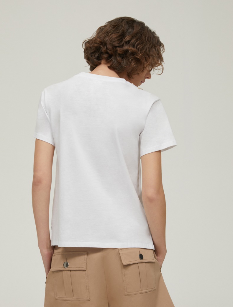 Jewel-detail T-shirt - WHITE - pennyblack