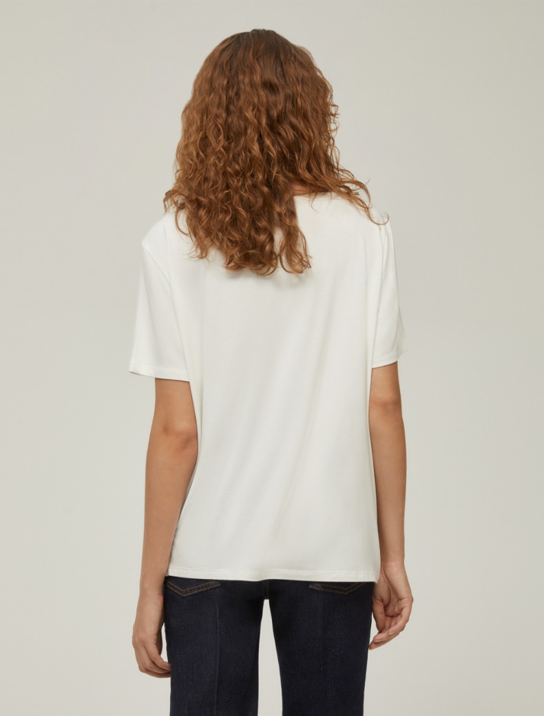 Crêpe de Chine and jersey T-shirt - WHITE - pennyblack