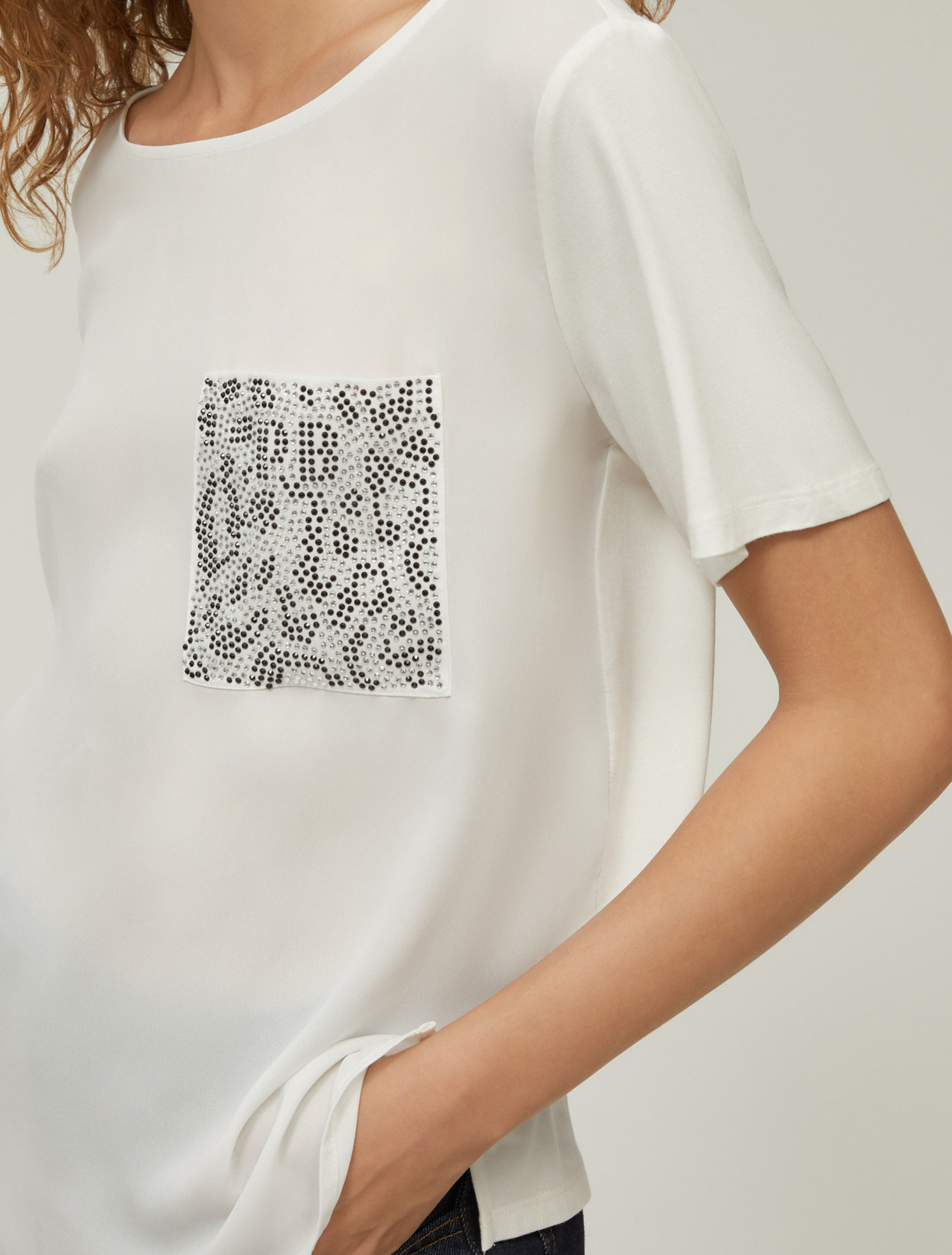 Crêpe de Chine and jersey T-shirt - WHITE - pennyblack