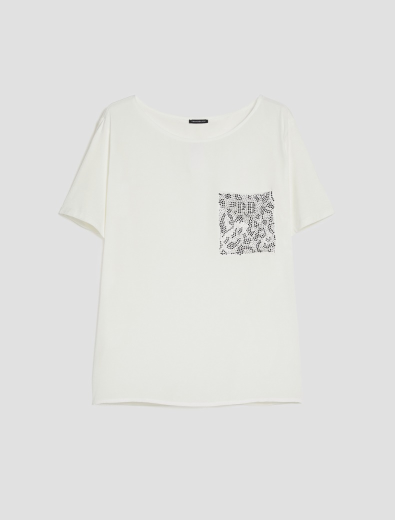 Crêpe de Chine and jersey T-shirt - WHITE - pennyblack